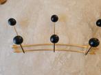 Vintage design kapstok midcentury messing hout, Wandkapstok, Ophalen of Verzenden, Zo goed als nieuw, Minder dan 100 cm