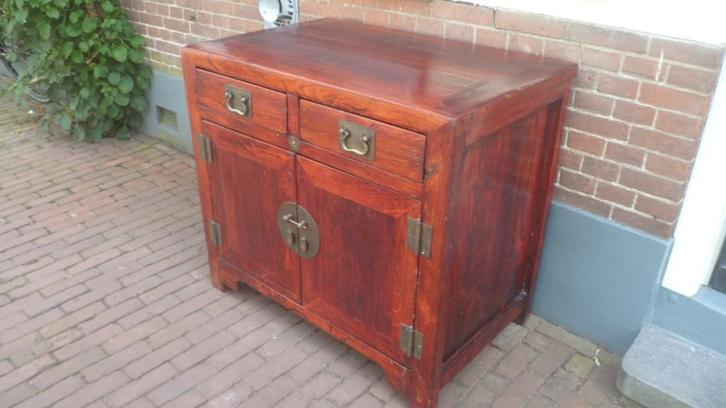 Vintage Chinese kast hout teakhout 93 cm. breed., Huis en Inrichting, Kasten | Ladekasten, Gebruikt, Minder dan 100 cm, 50 tot 100 cm