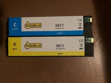 Te Koop : HP 981 cartridges (Blauw en Geel) beschikbaar voor biedingen