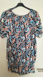 Kleurige blouse met elastiek boord langs mouw hals en onder, Overige kleuren, Maat 46/48 (XL) of groter, Ophalen of Verzenden