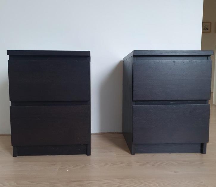 Ikea Malm set van 2 nachtkastjes, Huis en Inrichting, Slaapkamer | Nachtkastjes, Gebruikt, Minder dan 55 cm, Minder dan 45 cm