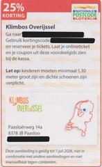 Klimbos Overijsel. 25% korting. Postcodeloterij kortingsbon., Drie personen of meer, Kortingskaart