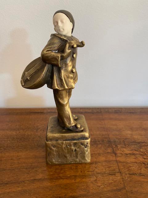 Bronzen Pierrot met luit gemaakt door Peter Tereszcuk, Antiek en Kunst, Kunst | Beelden en Houtsnijwerken, Ophalen