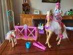 Barbie paardenset met haren die van kleur veranderen, Kinderen en Baby's, Speelgoed | Poppen, Ophalen of Verzenden, Gebruikt, Barbie