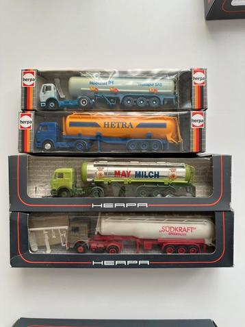 Herpa HO 1:87 set van 4 vrachtwagens. beschikbaar voor biedingen