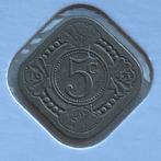 5 Cent / Vierkante Stuiver uit 1943 van Wilhelmina, Verzenden, Koningin Wilhelmina, 5 cent, Losse munt