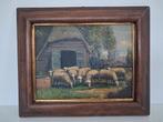 Herder met schapen. Olieverf op canvas, Ophalen of Verzenden