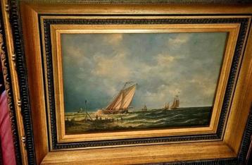 V D SALM ZEEGEZICHT MARITIEM HOLLANDS ANTIEK  EIKENPANEEL   beschikbaar voor biedingen
