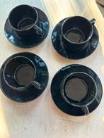 Arcopal zwart 4x espresso kopjes met schotel, Verzenden, Zo goed als nieuw, Overige materialen, Kop en/of schotel