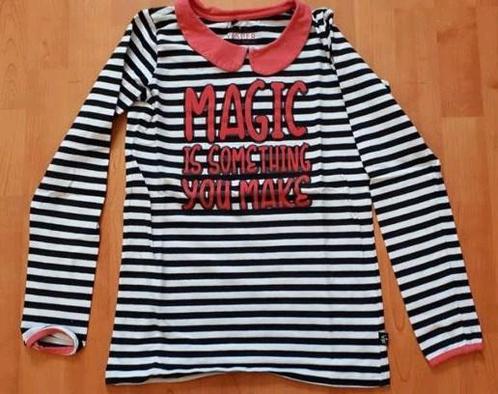 Mooi zwart/wit gestreept shirt met tekst, Vesper, mt 152/158, Kinderen en Baby's, Kinderkleding | Maat 152, Zo goed als nieuw