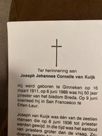 Priester J van Kuijk 1911 Ginneken 1986 Etten-Leur geen foto, Ophalen of Verzenden