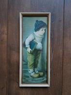 Vintage/antiek lijstje boerenjongen H.v. Kaulbach, 30-13 cm, Minder dan 50 cm, Gebruikt, Ophalen of Verzenden, Schilderij