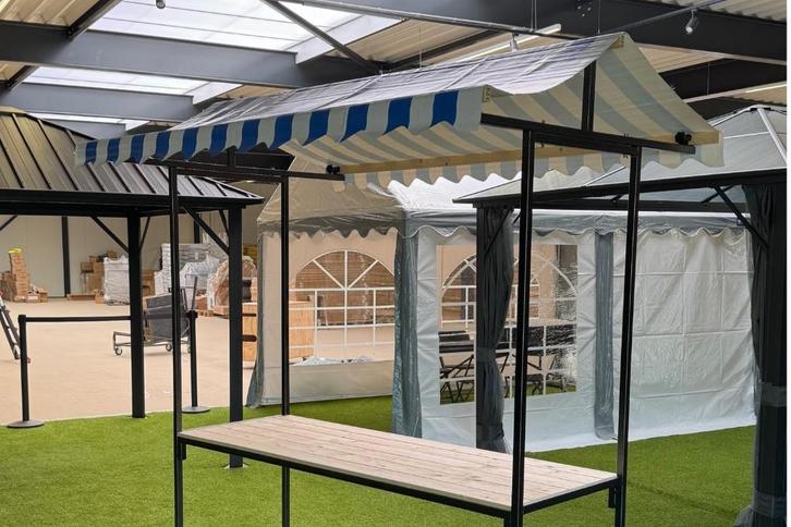 Te huur: Professionele Marktkraam 2m – Rood/Wit, Hobby en Vrije tijd, Feestartikelen | Verhuur, Nieuw, Overige, Ophalen