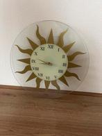 Glazen Wandklok met Zonne Design, Ophalen of Verzenden, Gebruikt, Analoog, Wandklok