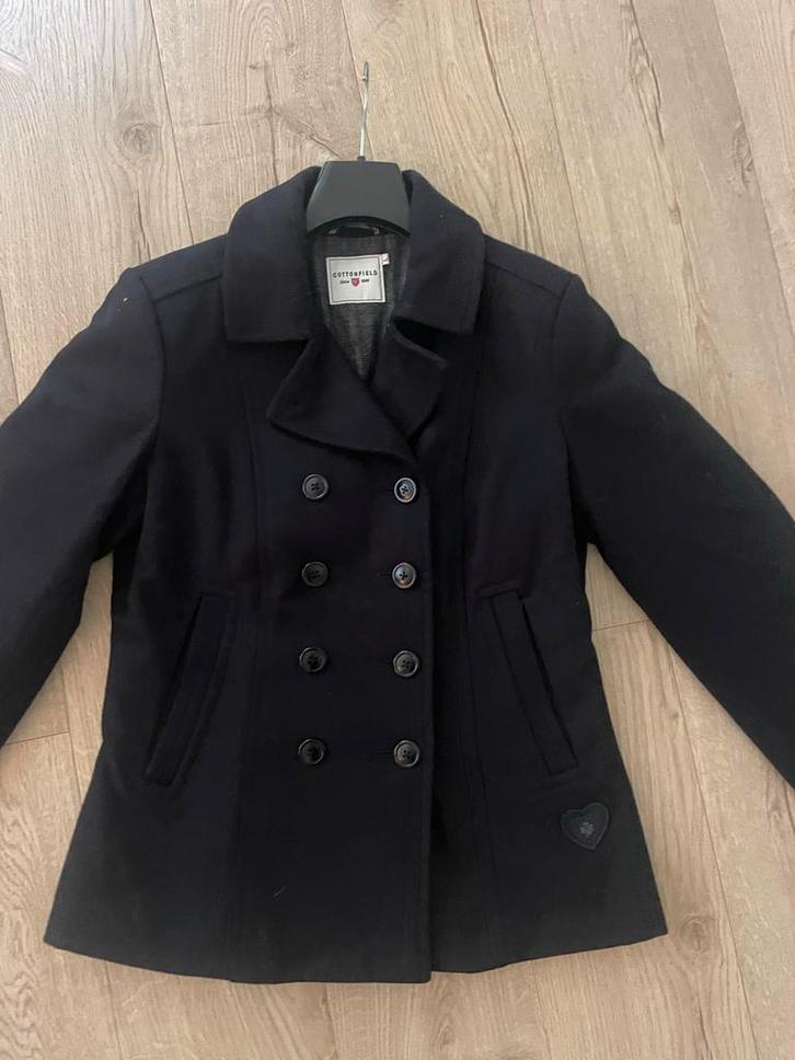 Cottonfield wollen jasje - maat L - donkerblauw, Kleding | Dames, Jassen | Zomer, Zo goed als nieuw, Maat 42/44 (L), Blauw, Ophalen of Verzenden