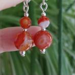 Oranje agaat oorbellen  #16055, Sieraden, Tassen en Uiterlijk, Oorbellen, Hangers, Verzenden, Oranje, Zo goed als nieuw