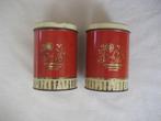 2 oude brocante blikken / voorraadbussen rood, Verzamelen, Ophalen of Verzenden, Gebruikt, Overige, Overige merken