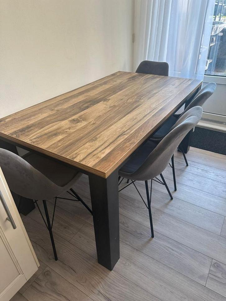 Eettafel en Eetkamerstoelen, Huis en Inrichting, Tafels | Eettafels, Zo goed als nieuw, 50 tot 100 cm, 150 tot 200 cm, Vier personen