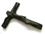 Een kruis / kruisbeeld met corpus Jezus keramiek eilat groen, Antiek en Kunst, Antiek | Religie, Ophalen of Verzenden