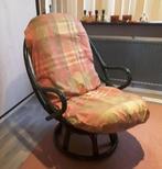 BAMBOE DRAAIFAUTEUIL MET BIJPASSEND KUSSEN, Ophalen of Verzenden, Zo goed als nieuw, 75 tot 100 cm, 50 tot 75 cm
