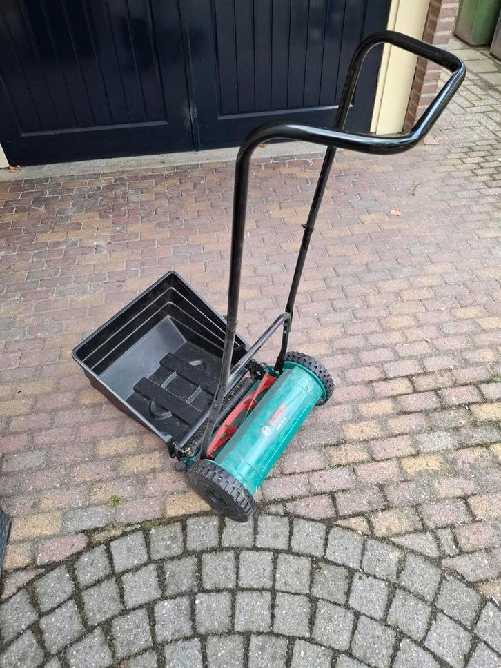 Bosch AHM 38 G Handmaaier met Opvangbak, Tuin en Terras, Grasmaaiers, Gebruikt, Handgrasmaaier, 30 t/m 39 cm, Kooimesmaaier, Opvangzak