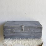 Brocante vintage grijze eierkist opbergkist speelgoedkist, Minder dan 50 cm, Gebruikt, 50 tot 100 cm, Onbekend