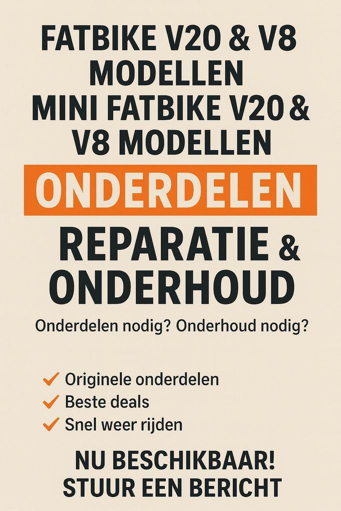 Fatbike V20, V8 + mini V20,V8 onderdelen Reparatie&Onderhoud, Fietsen en Brommers, Elektrische fietsen, Nieuw, Overige merken
