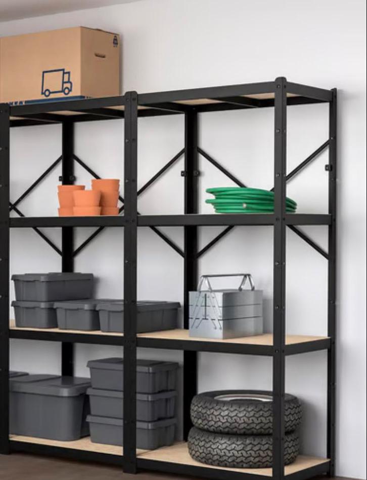 Ikea Bror Stellingkast zwart/grenen, Huis en Inrichting, Kasten | Stellingkasten, Zo goed als nieuw, Ophalen