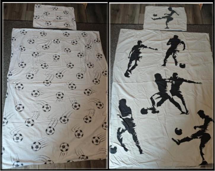 2 x Voetbal Dekbedovertrek Set - Eenpersoons, Kinderen en Baby's, Kinderkamer | Beddengoed, Gebruikt, Dekbedovertrek, Wit, Jongetje