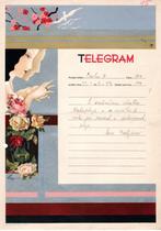 CESKOSLOVENSKO : 1938 : Telegram – Travelled : ART NOUVEAU,, Ophalen of Verzenden, Overige landen, Gestempeld