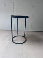 Zwart metalen bijzettafel, Huis en Inrichting, Tafels | Bijzettafels, Minder dan 55 cm, Metaal of Aluminium, Rond, Zo goed als nieuw