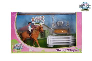 640073 Kids Globe speelset paard met ruiter en accessoires