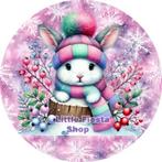 LF6461 icing frosting konijn winter 20cm eetbare taart print, Ophalen of Verzenden, Nieuw, Taarten, Versiering