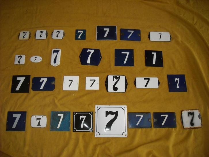 oud emaille huisnummer 7 ook 8 9 10 11 12 13 14 15 16 17 18, Antiek en Kunst, Antiek | Emaille, Ophalen of Verzenden