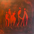 Modern Schilderij - Abstracte Figuren 30x30, Antiek en Kunst, Ophalen of Verzenden