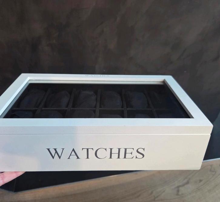 Horloge Opbergdoos - Stijlvol & Praktisch, Sieraden, Tassen en Uiterlijk, Beautycases, Zo goed als nieuw, Hardcase, Wit, Ophalen of Verzenden