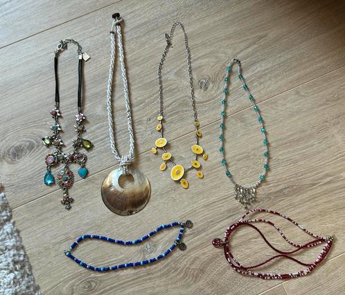 Vintage Sieraden Set - Kralen Schelpen Zilver, Sieraden, Tassen en Uiterlijk, Antieke sieraden, Ketting, Zilver, Ophalen of Verzenden