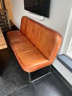 Cognac leren bankje - 160 cm breed, Ophalen, Gebruikt, Bruin, Leer