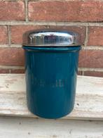 Beschuitbus voorraadbus  petrol blauw emaille, Ophalen of Verzenden
