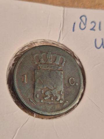 1 Cent 1821 Willem I - Utrecht beschikbaar voor biedingen