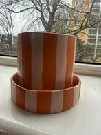 H&M Home Plantenpotje Oranje/Roze met Schotel - 12cm, Ophalen, Binnen, Zo goed als nieuw, Minder dan 40 cm