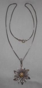 Zilveren ketting met edelweiss hanger nr.596, Met hanger, Verzenden, Zo goed als nieuw, Zilver