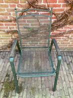 cottage metaal gerasterd groene tuinstoel raster ruitvormig, Ophalen of Verzenden, Gebruikt