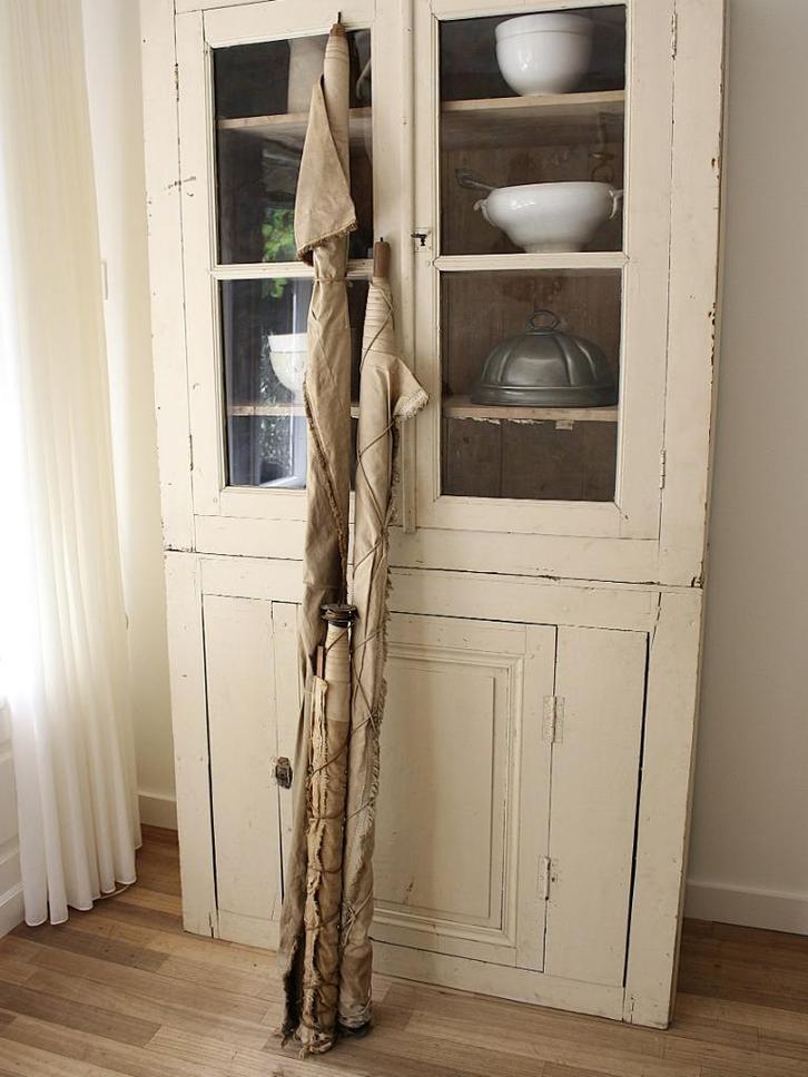 3x Antieke Franse rolgordijnen, Antiek en Kunst, Antiek | Woonaccessoires, Ophalen