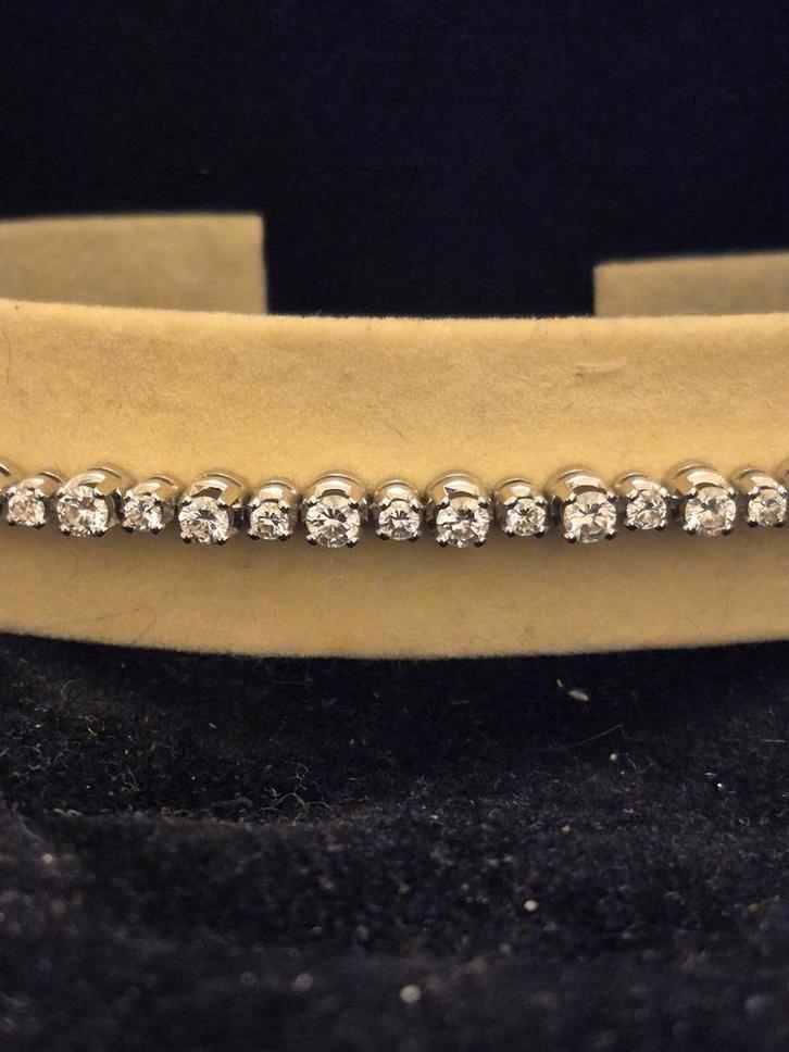 18k witgoud met diamanten, Sieraden, Tassen en Uiterlijk, Armbanden, Zo goed als nieuw, Goud, Wit, Verzenden