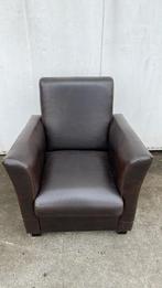 2 fauteuil donker bruin kunstleder cafe vintage old school, Ophalen, Zo goed als nieuw, Hout
