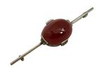 Zilveren Art Deco broche met carneool en markasiet, Verzenden, Zilver, Broche, Met edelsteen