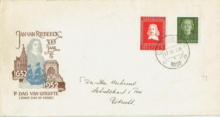 Nederland FDC E7 Jan van Riebeeck, Postzegels en Munten, Postzegels | Eerstedagenveloppen, Beschreven, Nederland, Ophalen of Verzenden