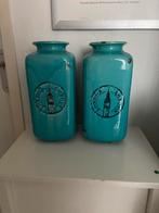 Turquoise vazen " London"  (set van 2) van Intratuin ZGAN, Overige kleuren, Aardewerk of Porselein, Ophalen of Verzenden, Zo goed als nieuw