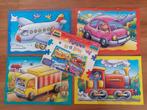 4 puzzels over voertuigen van elk 6 stukken, Ophalen of Verzenden, Minder dan 10 stukjes, Zo goed als nieuw, 2 tot 4 jaar